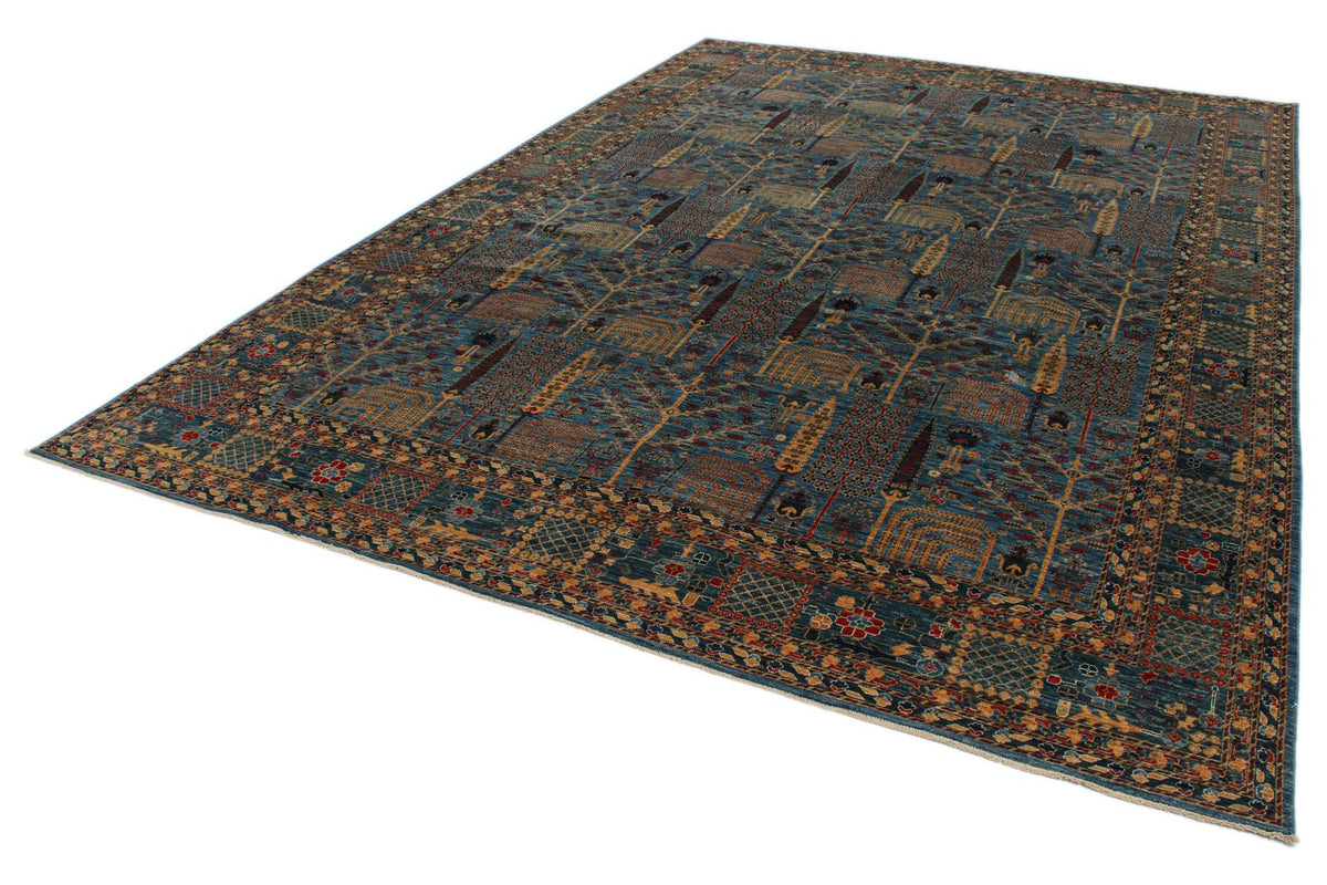 10x14 Blue and Multicolor Traditional Rug