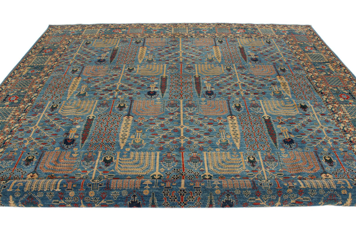 10x14 Blue and Multicolor Traditional Rug