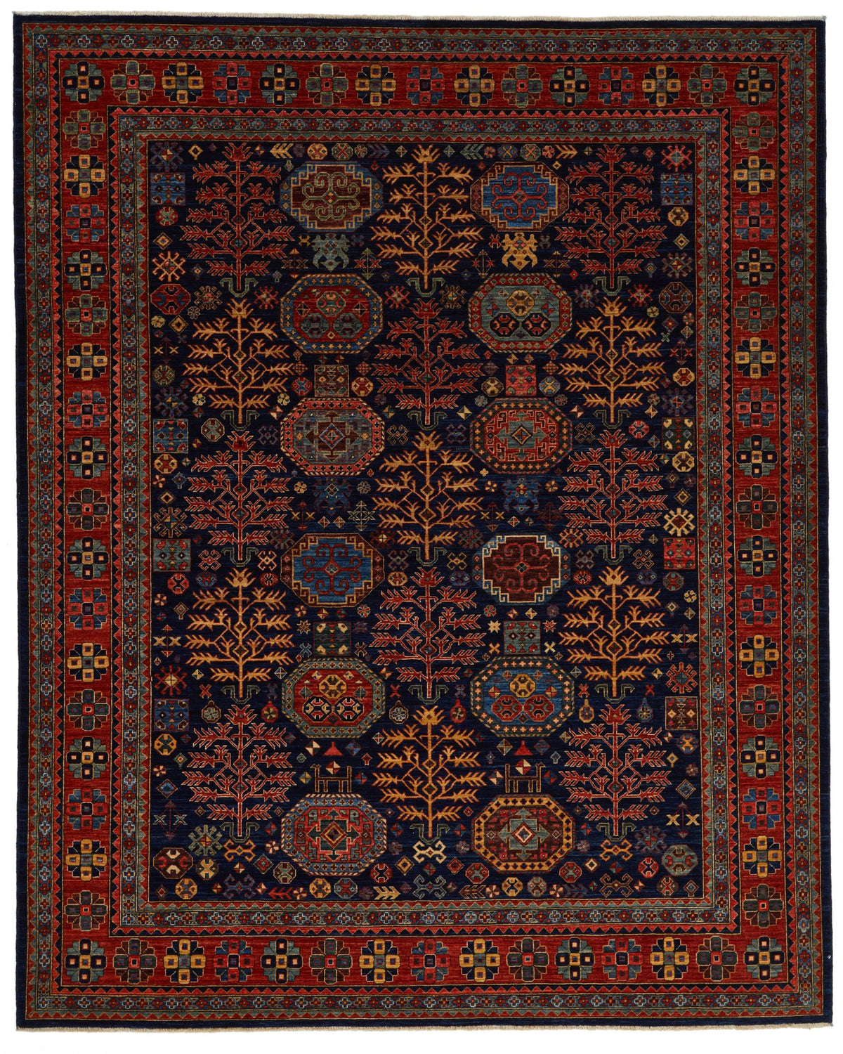 8x10 Navy and Rust Traditional Rug