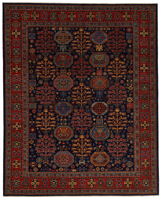 8x10 Navy and Rust Traditional Rug