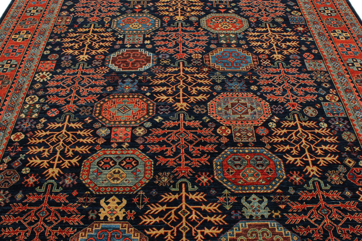 8x10 Navy and Rust Traditional Rug