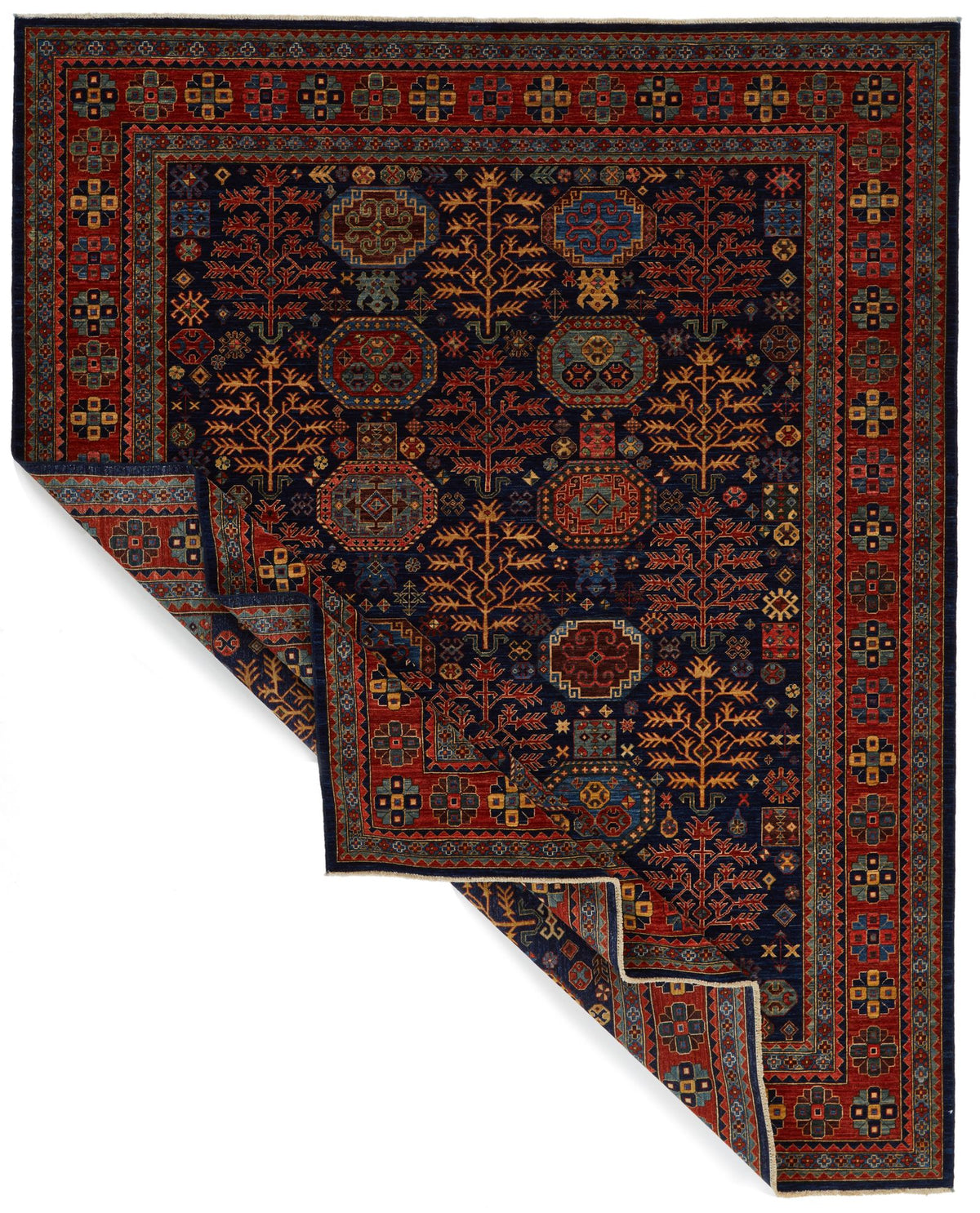 8x10 Navy and Rust Traditional Rug