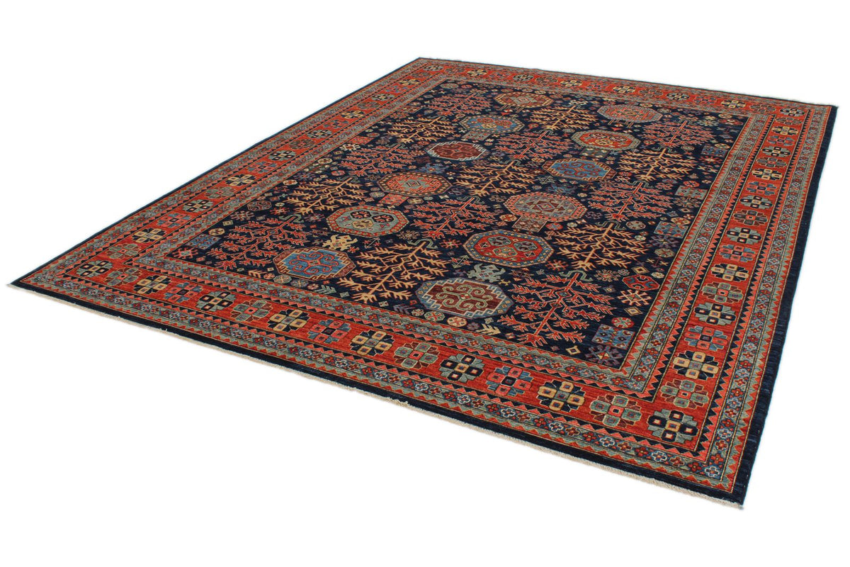 8x10 Navy and Rust Traditional Rug