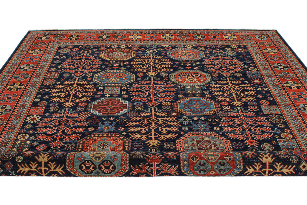 8x10 Navy and Rust Traditional Rug