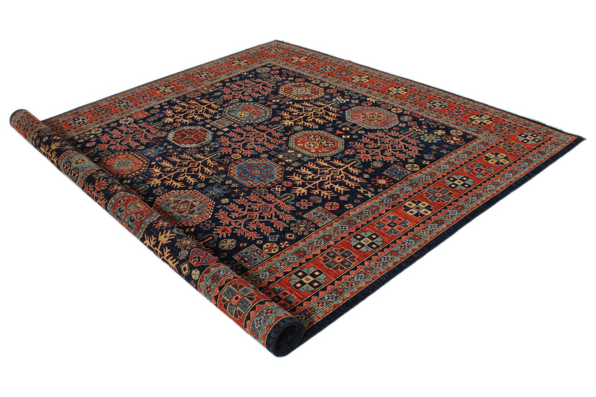 8x10 Navy and Rust Traditional Rug
