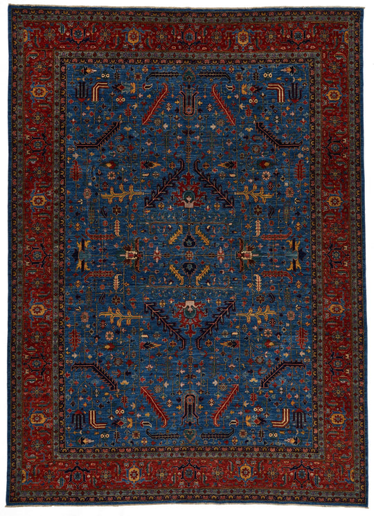 11x14 Navy and Red Anatolian Traditional Rug