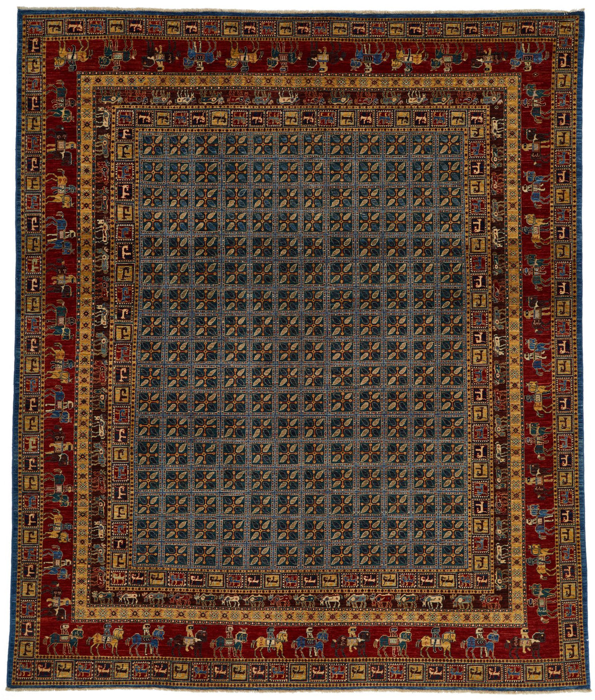 8x10 Blue and Rust Traditional Rug
