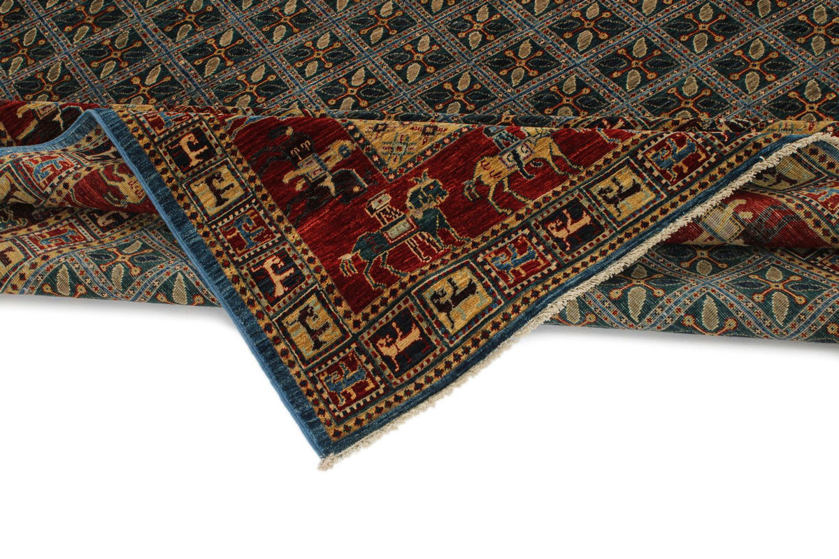 8x10 Blue and Rust Traditional Rug