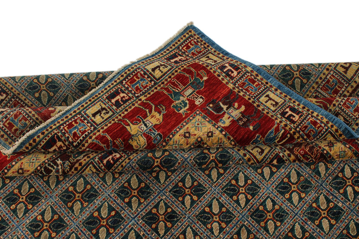 8x10 Blue and Rust Traditional Rug