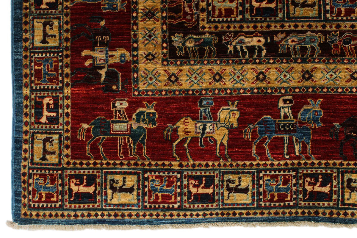 8x10 Blue and Rust Traditional Rug