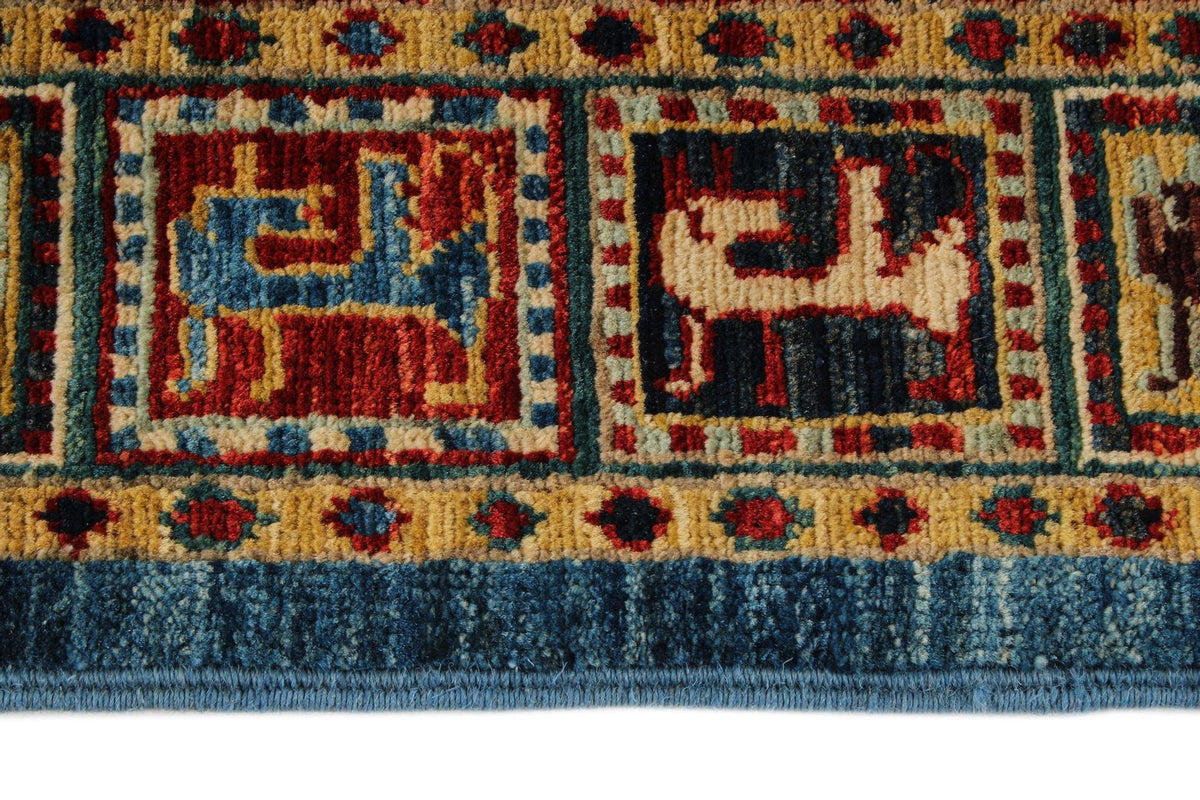 8x10 Blue and Rust Traditional Rug