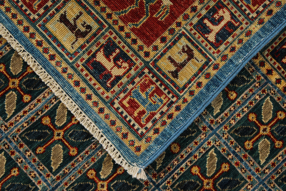 8x10 Blue and Rust Traditional Rug