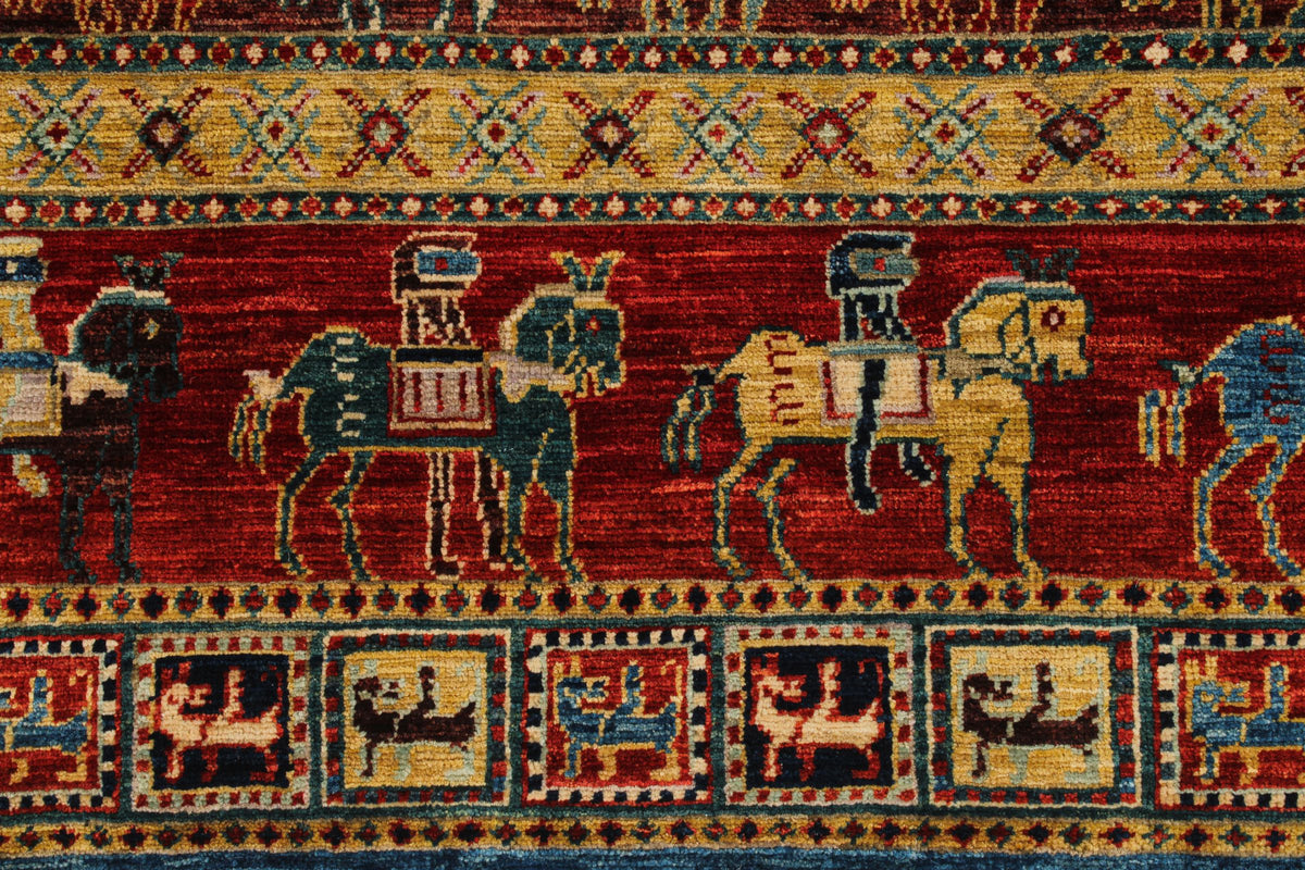 8x10 Blue and Rust Traditional Rug