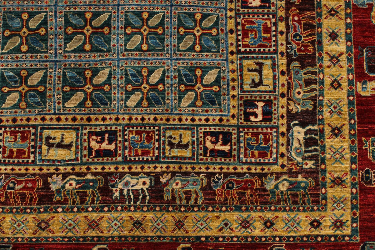 8x10 Blue and Rust Traditional Rug