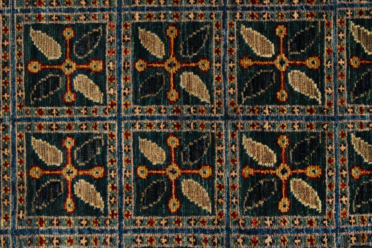 8x10 Blue and Rust Traditional Rug