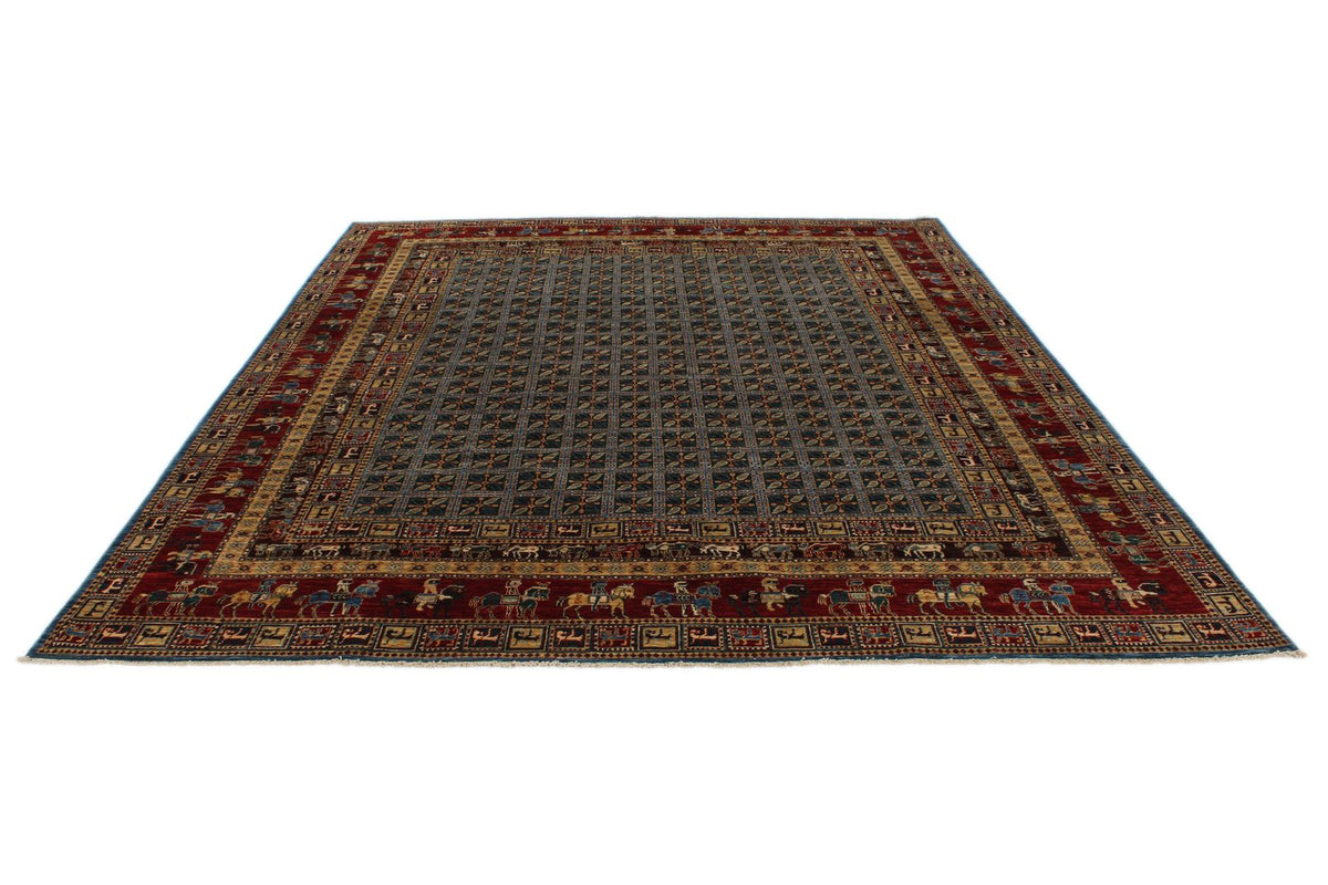 8x10 Blue and Rust Traditional Rug