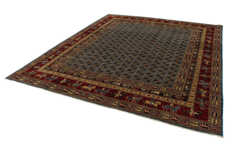8x10 Blue and Rust Traditional Rug