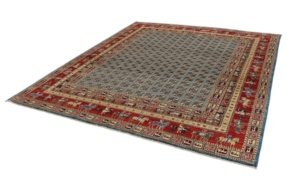 8x10 Blue and Rust Traditional Rug