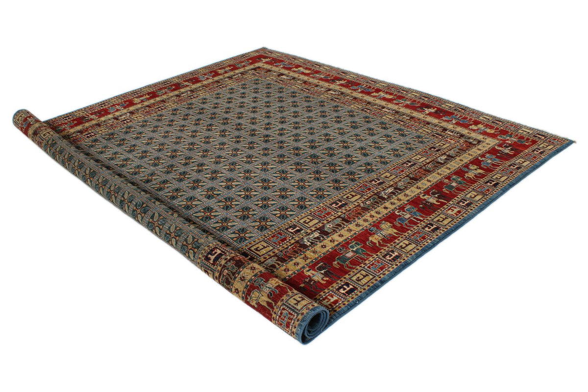 8x10 Blue and Rust Traditional Rug