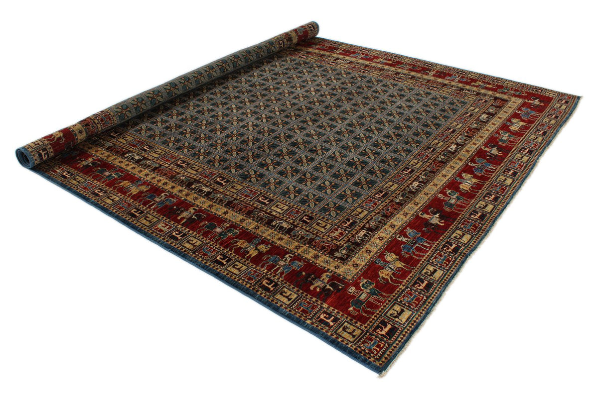 8x10 Blue and Rust Traditional Rug