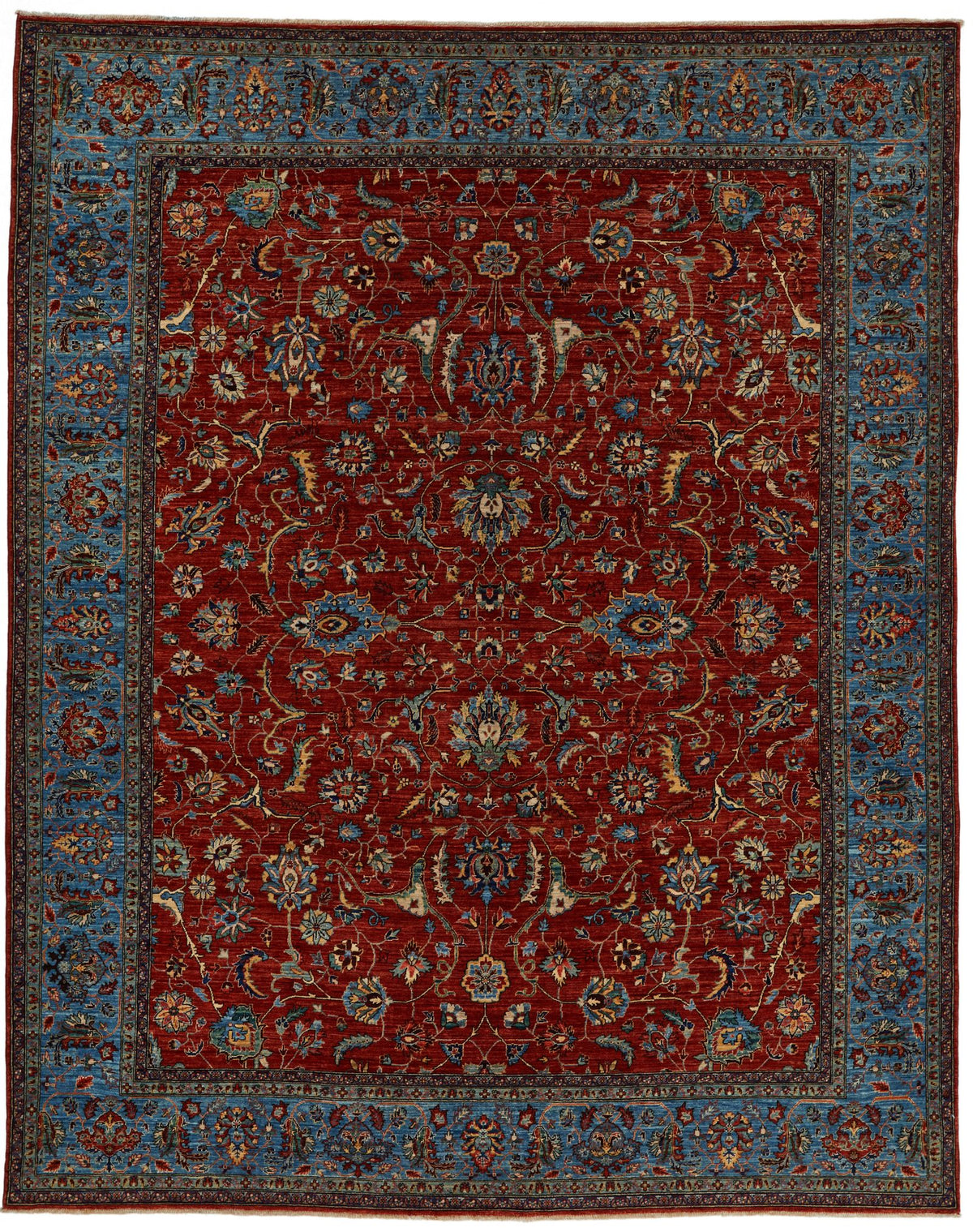 8x10 Rust and Blue Anatolian Traditional Rug