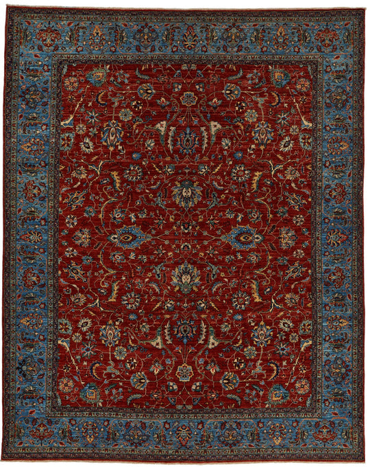 8x10 Rust and Blue Anatolian Traditional Rug
