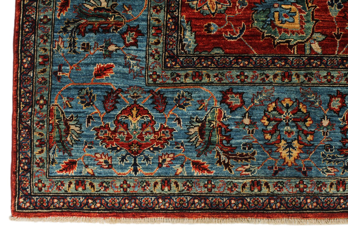 8x10 Rust and Blue Anatolian Traditional Rug