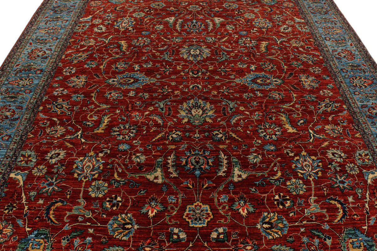 8x10 Rust and Blue Anatolian Traditional Rug