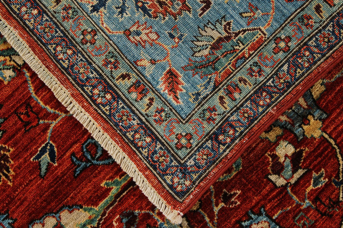 8x10 Rust and Blue Anatolian Traditional Rug