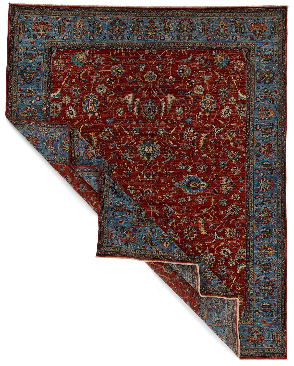 8x10 Rust and Blue Anatolian Traditional Rug