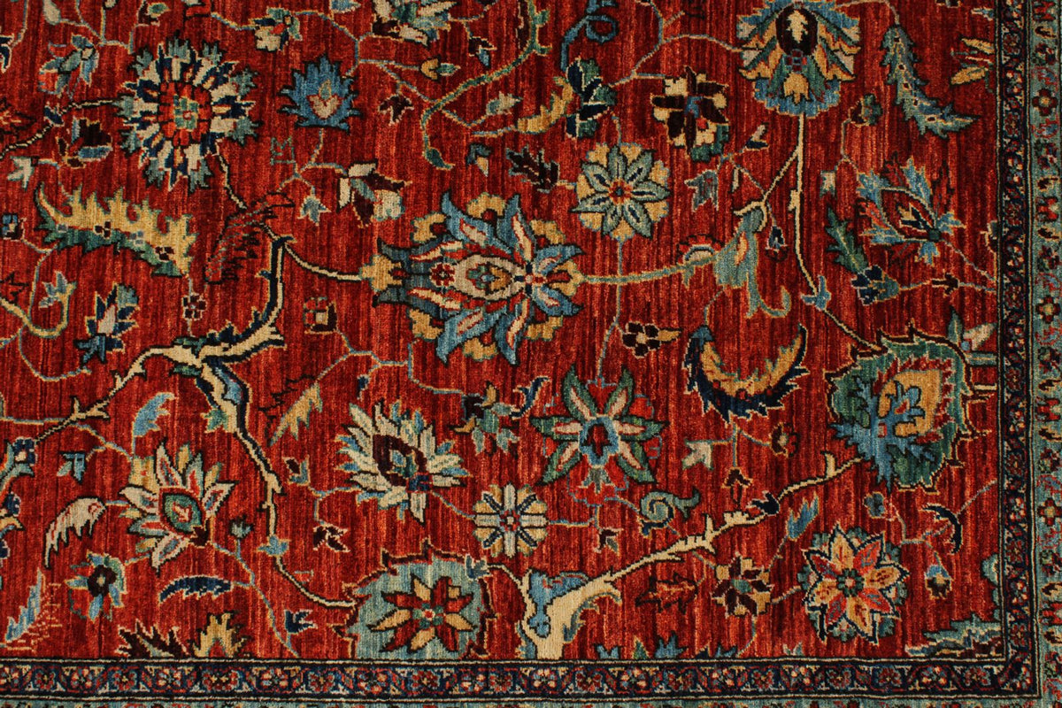 8x10 Rust and Blue Anatolian Traditional Rug