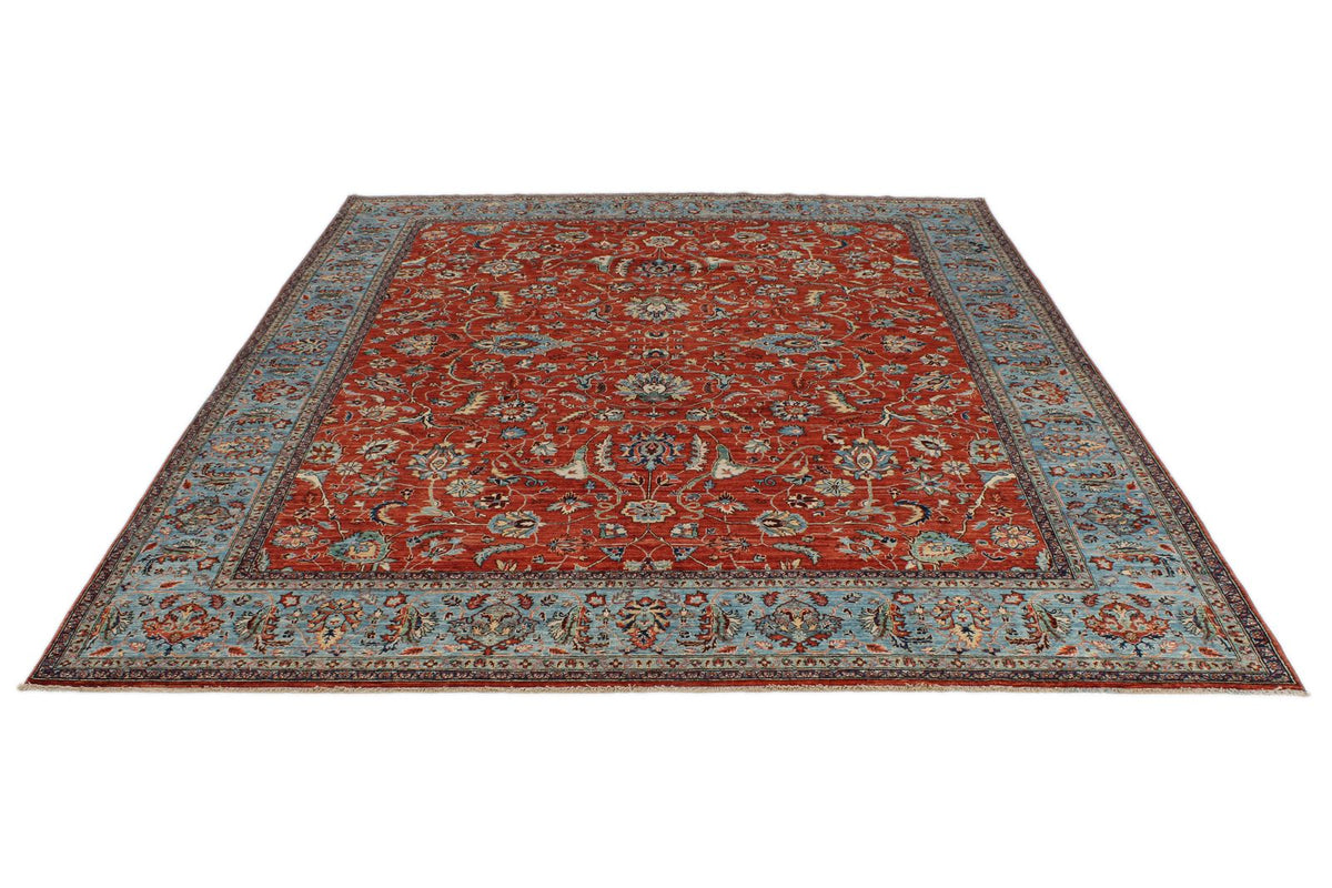 8x10 Rust and Blue Anatolian Traditional Rug