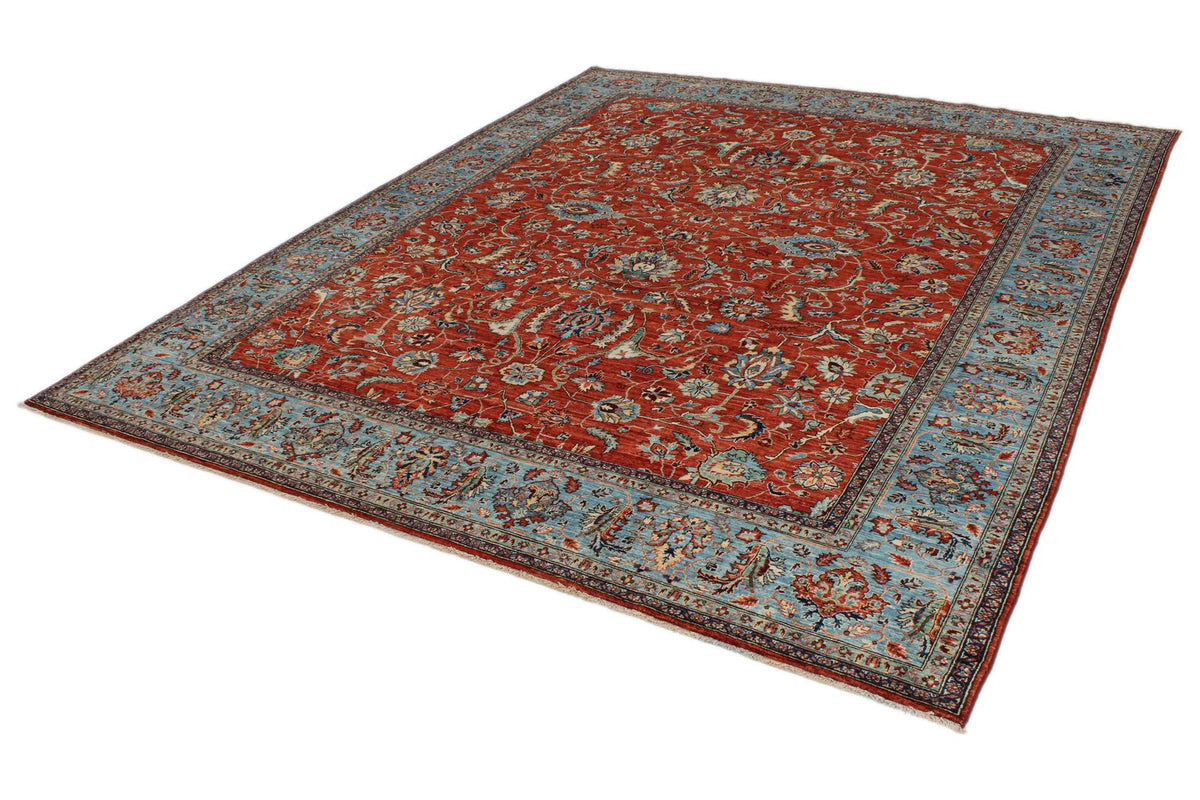 8x10 Rust and Blue Anatolian Traditional Rug