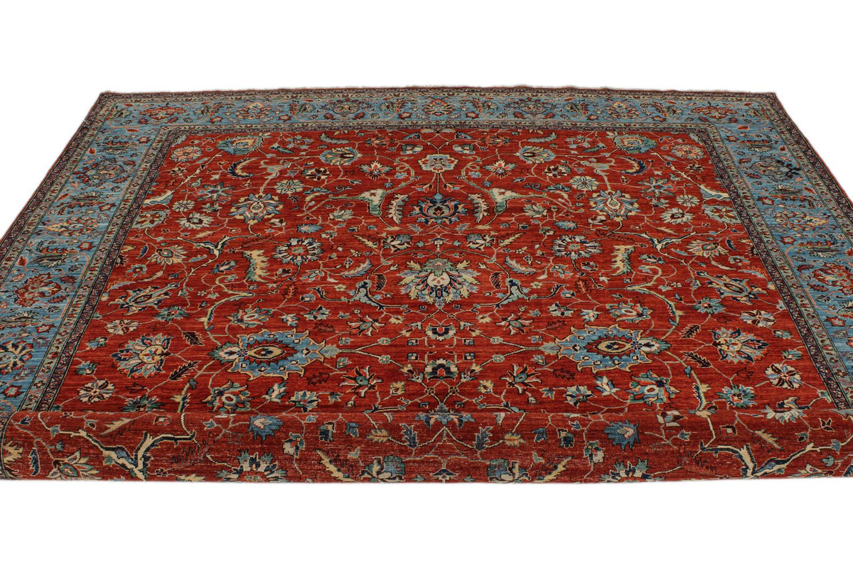 8x10 Rust and Blue Anatolian Traditional Rug