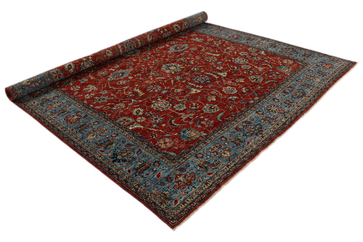 8x10 Rust and Blue Anatolian Traditional Rug