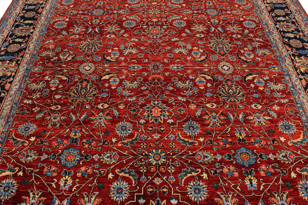 8x10 Red and Navy Traditional Rug