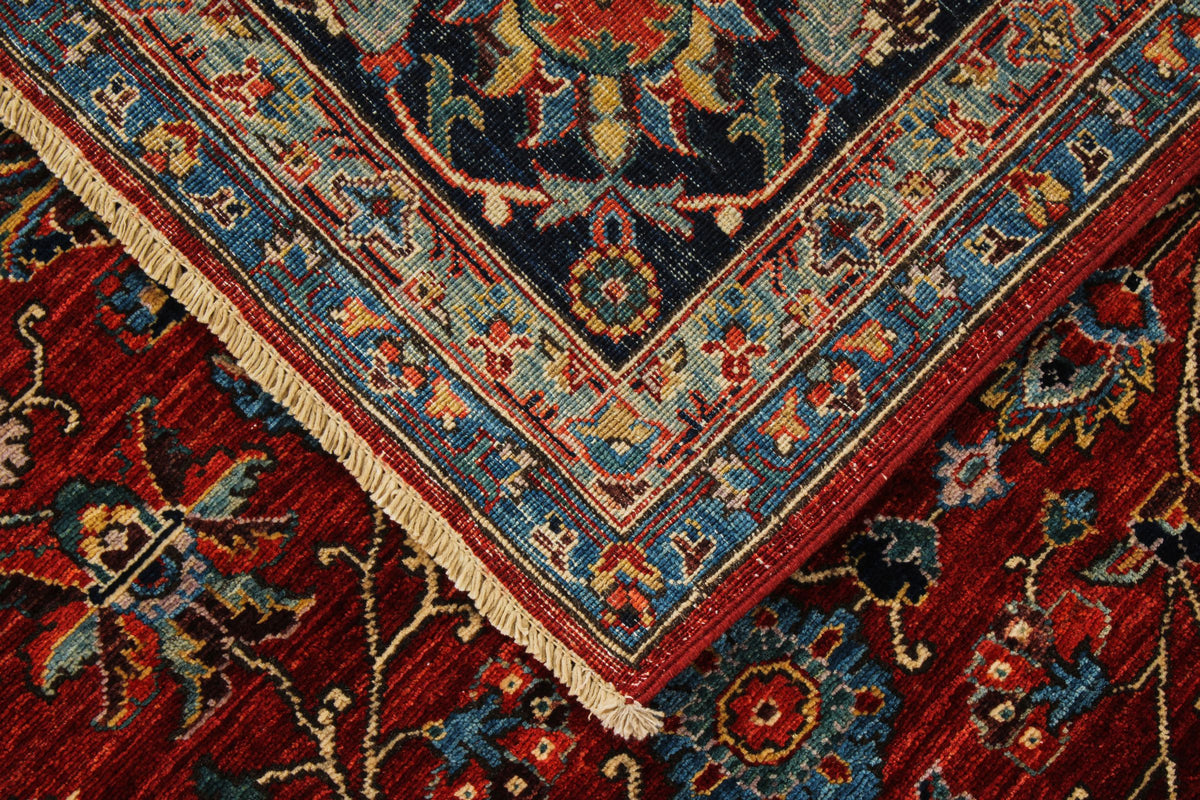 8x10 Red and Navy Traditional Rug