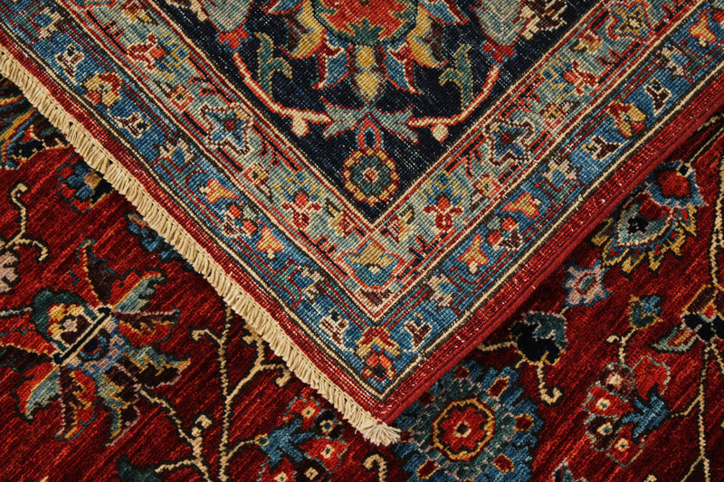 8x10 Red and Navy Traditional Rug