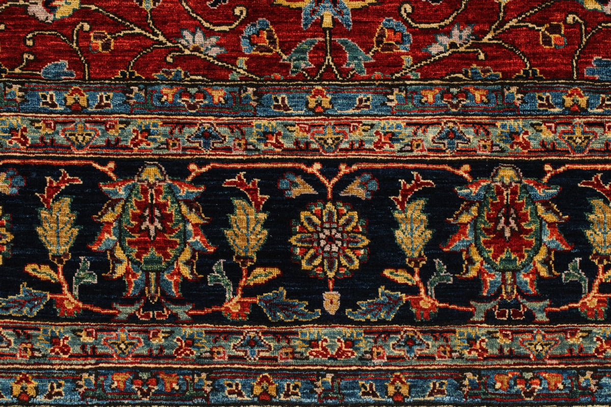 8x10 Red and Navy Traditional Rug