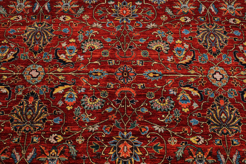 8x10 Red and Navy Traditional Rug