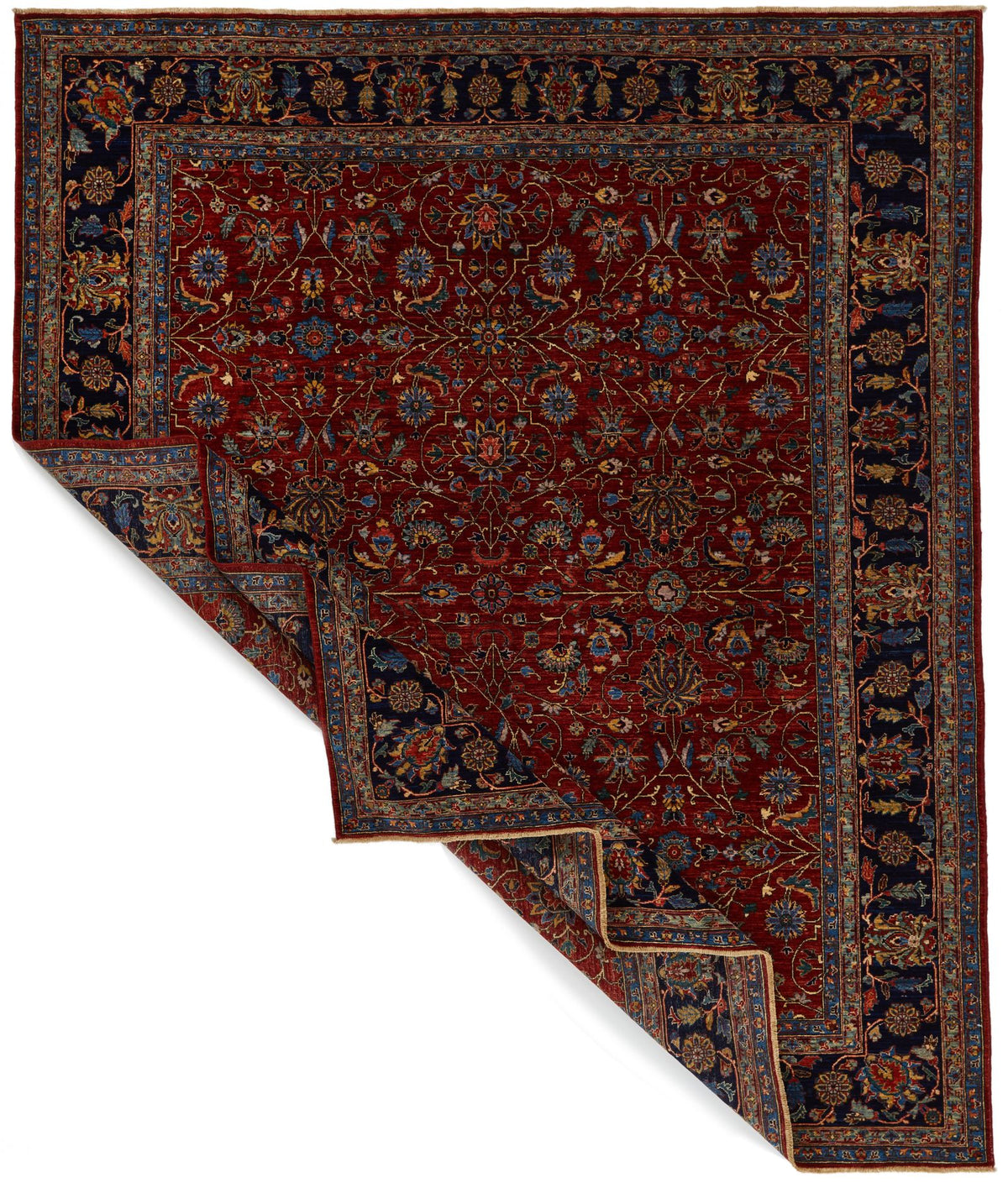 8x10 Red and Navy Traditional Rug