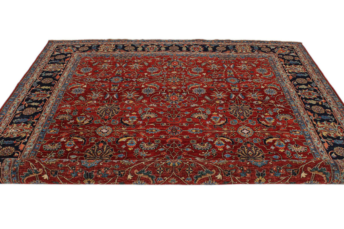 8x10 Red and Navy Traditional Rug