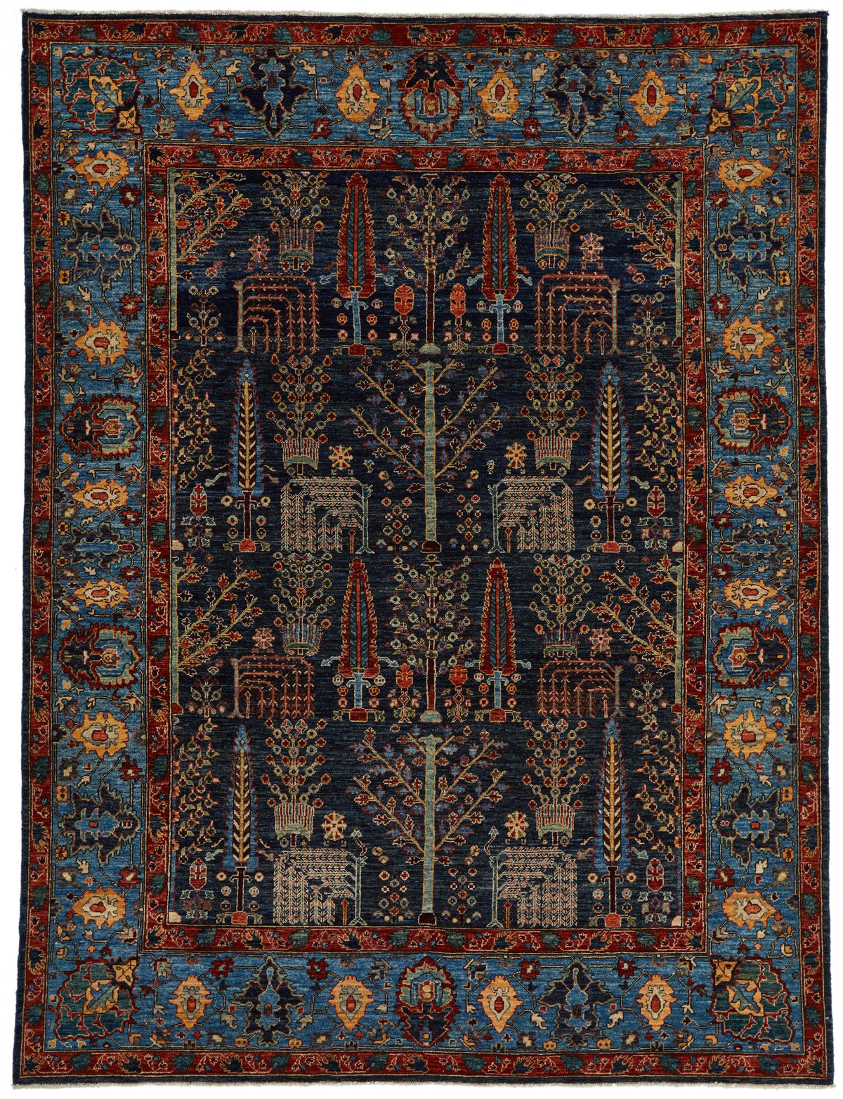 8x11 Navy and Blue Anatolian Traditional Rug