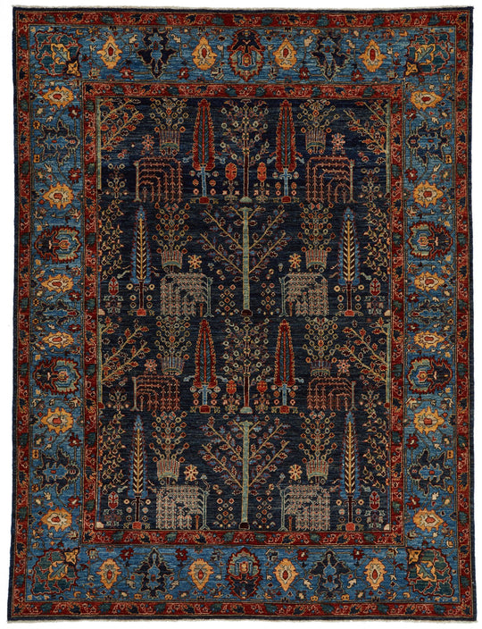 8x11 Navy and Blue Anatolian Traditional Rug