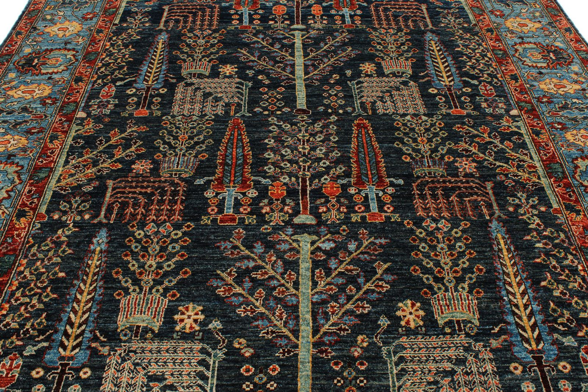 8x11 Navy and Blue Anatolian Traditional Rug