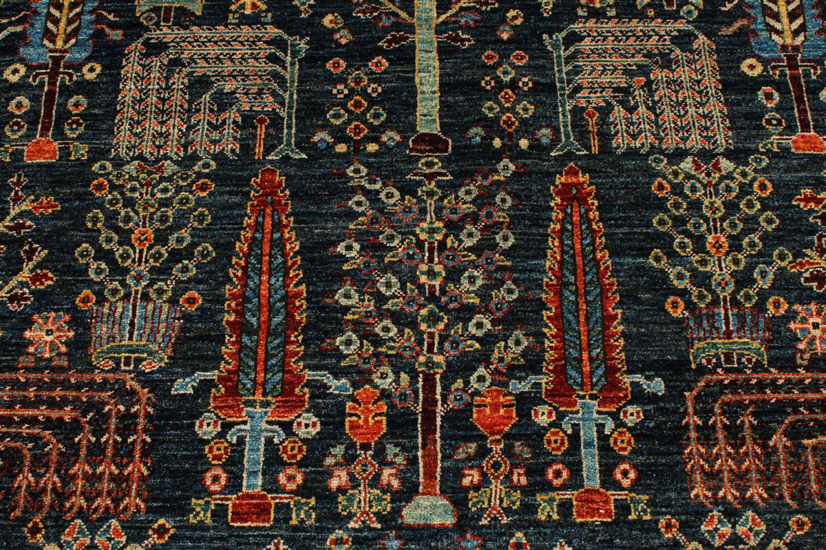 8x11 Navy and Blue Anatolian Traditional Rug