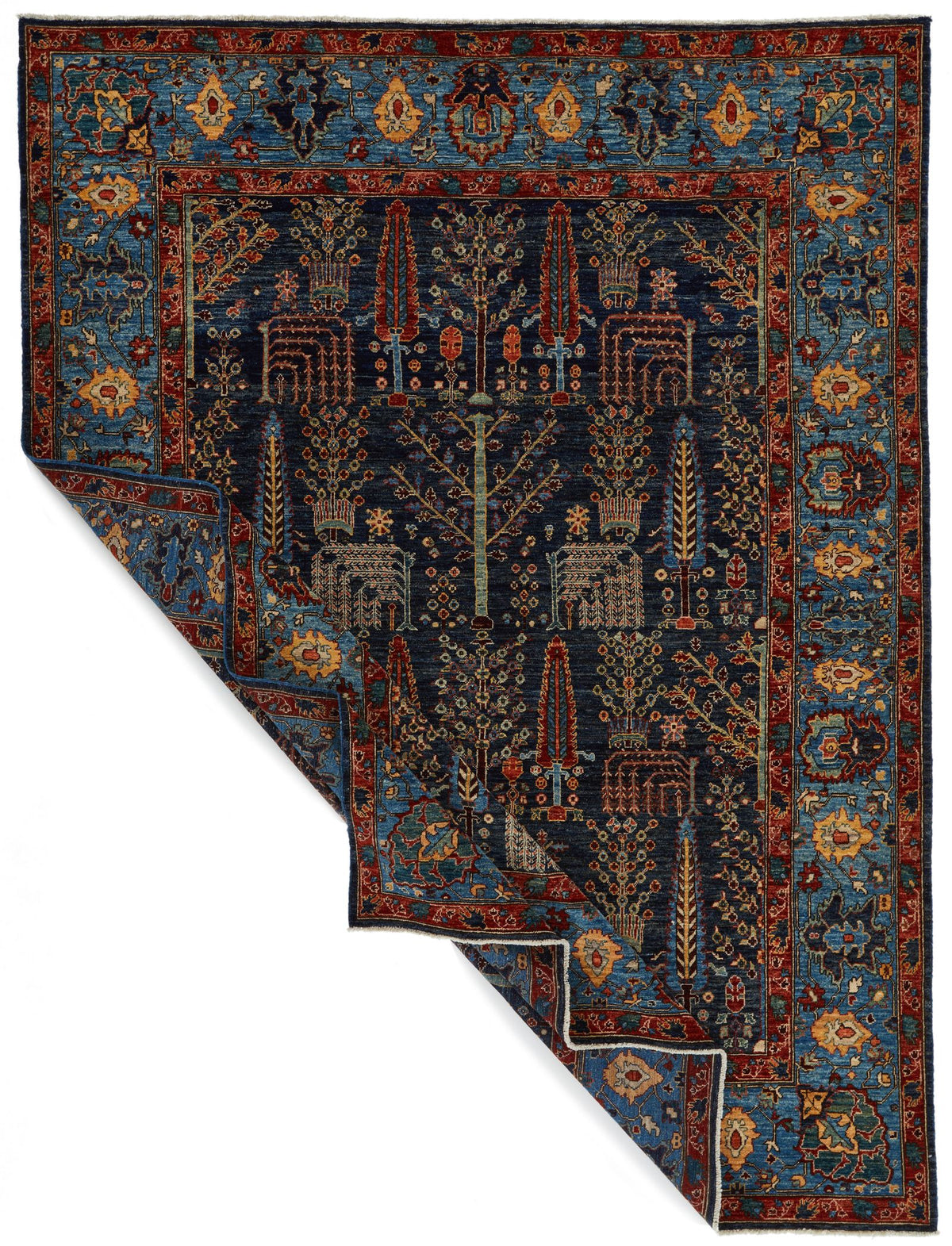 8x11 Navy and Blue Anatolian Traditional Rug