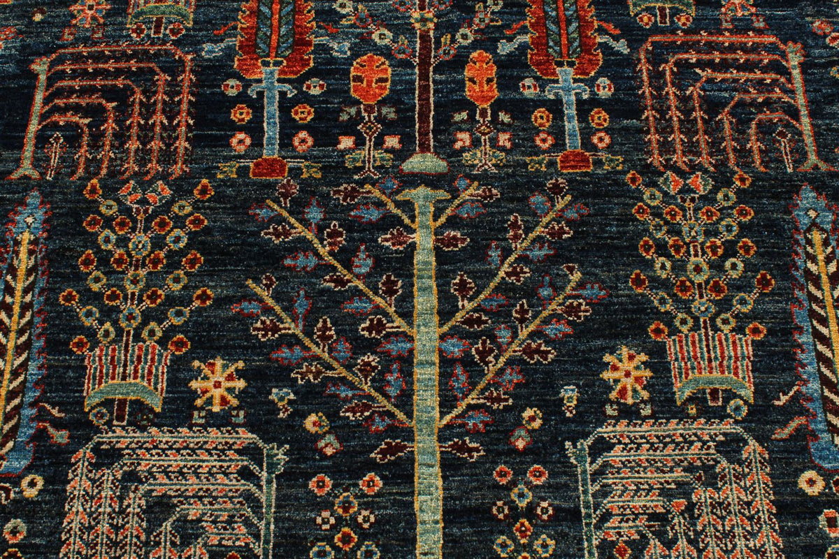 8x11 Navy and Blue Anatolian Traditional Rug