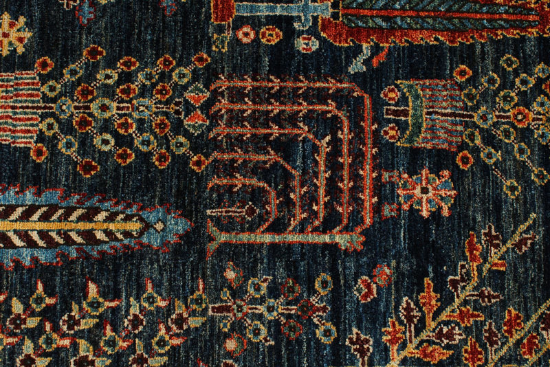 8x11 Navy and Blue Anatolian Traditional Rug