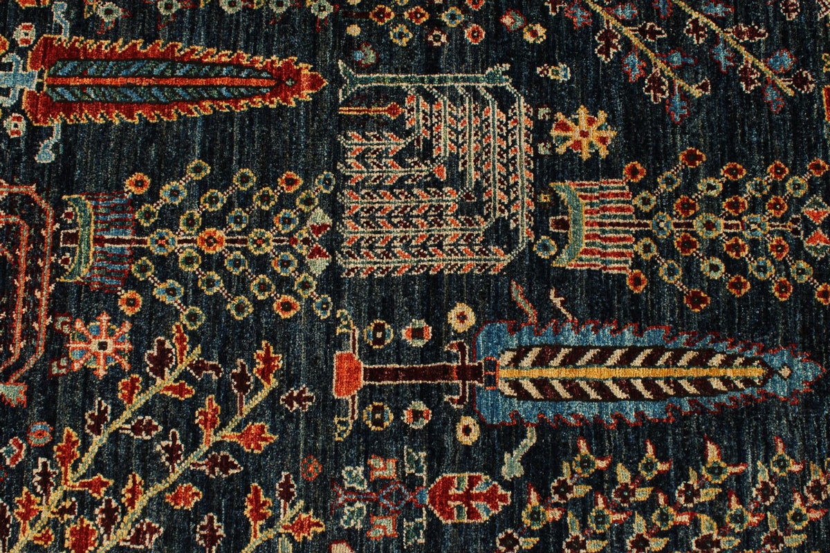 8x11 Navy and Blue Anatolian Traditional Rug
